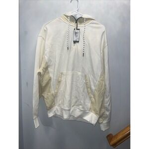 LCKR Knit Fleece Hoodie Mens Medium White Cream NEW Quarter Zip Colorblock